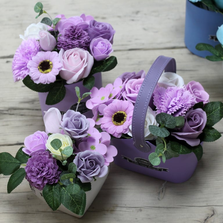 Soft Lavender Bouquet Petite Basket - Elegant Floral Gift for Weddings & Special Occasions