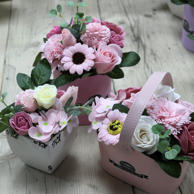 Peaceful Pink Bouquet Petite Basket - Flower Arrangement Gift Basket