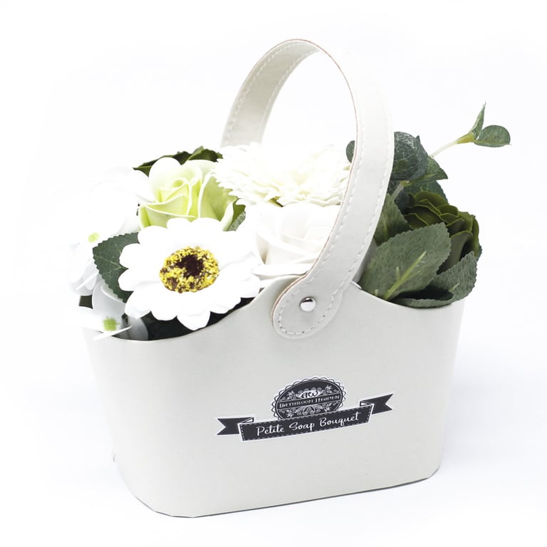 Pastel Green Bouquet Petite Basket - Elegant Floral Gift for Wedding or Special Occasion