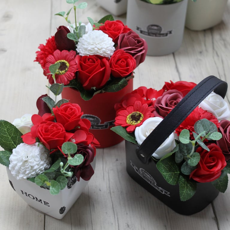Bouquet Petite Basket - Rich Reds Floral Gift in Small Red Flower Arrangement