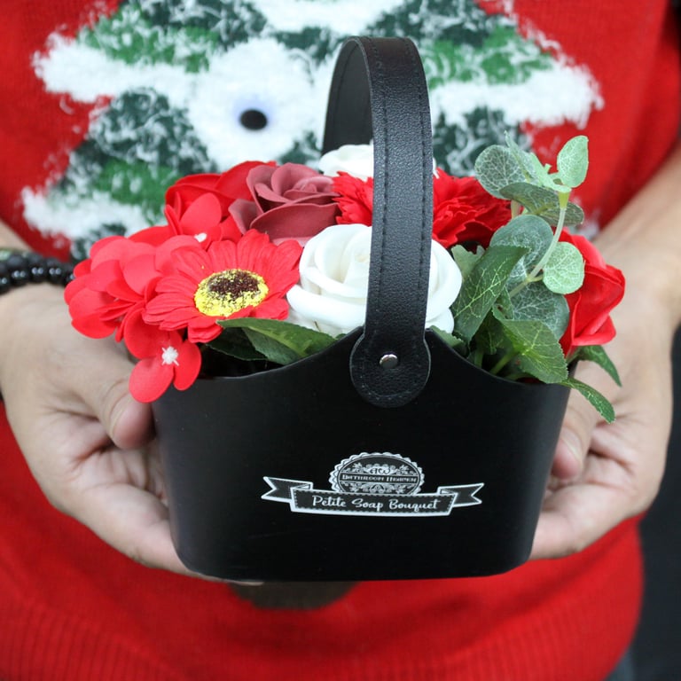 Bouquet Petite Basket - Rich Reds Floral Gift in Small Red Flower Arrangement