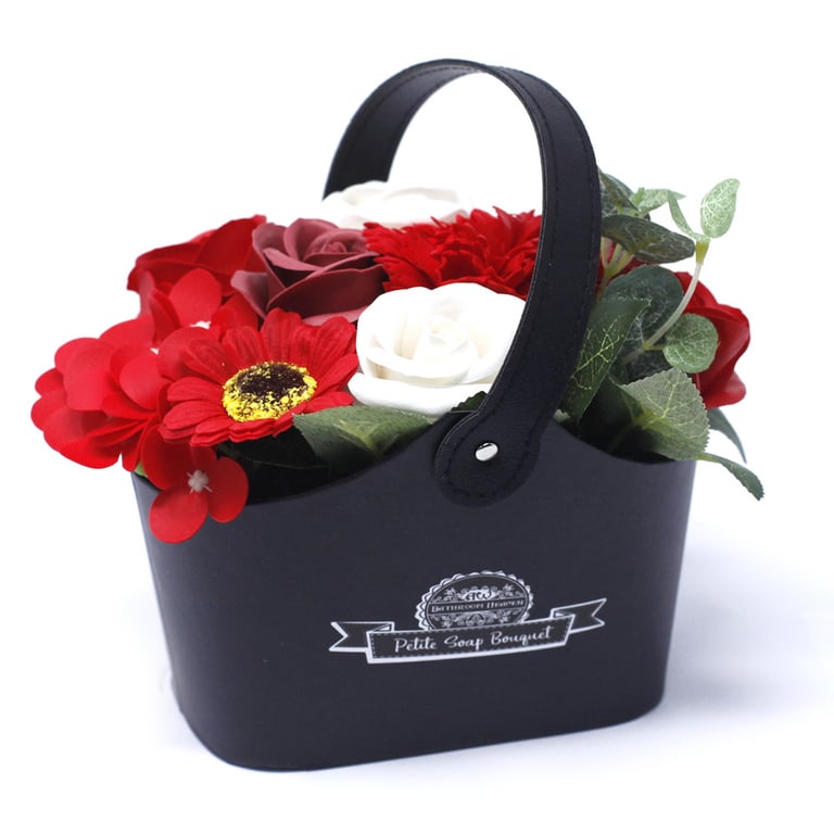 Bouquet Petite Basket - Rich Reds Floral Gift in Small Red Flower Arrangement