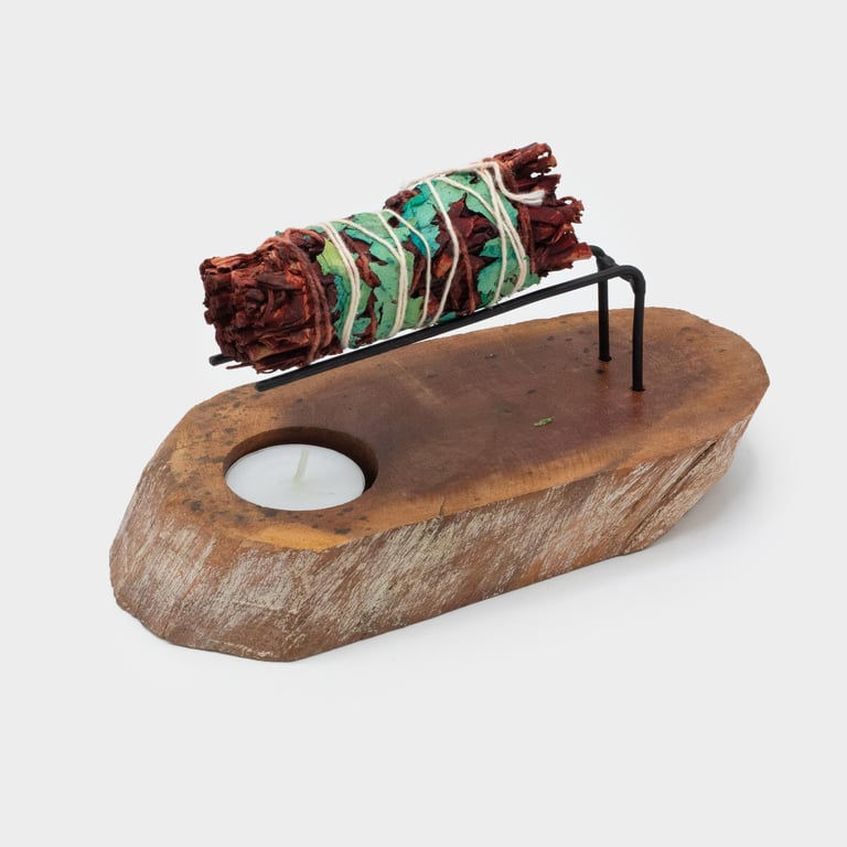 Palo Santo Whitewash Wood Heater - Natural Fragrance and Spiritual Cleansing Aid for Meditation