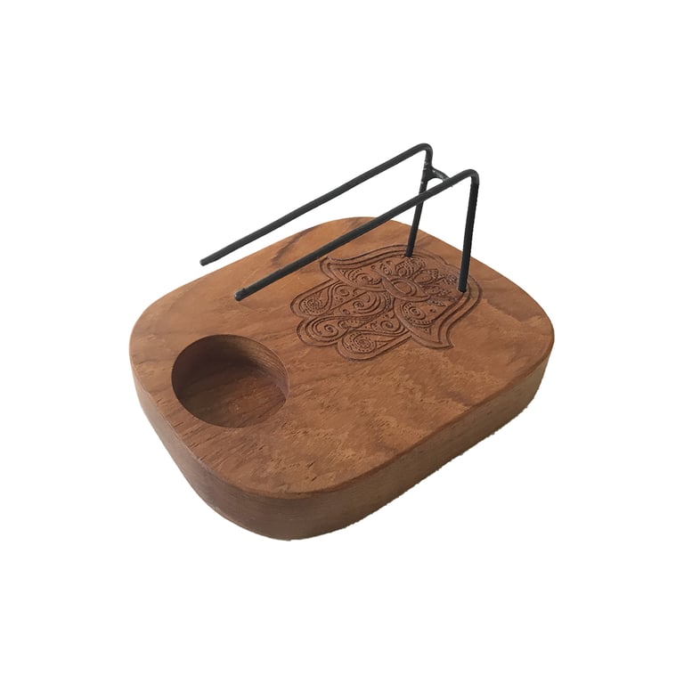 Teak Wood Palo Santo Heater - Hamsa Design (Aromatic Sustainable Diffuser)