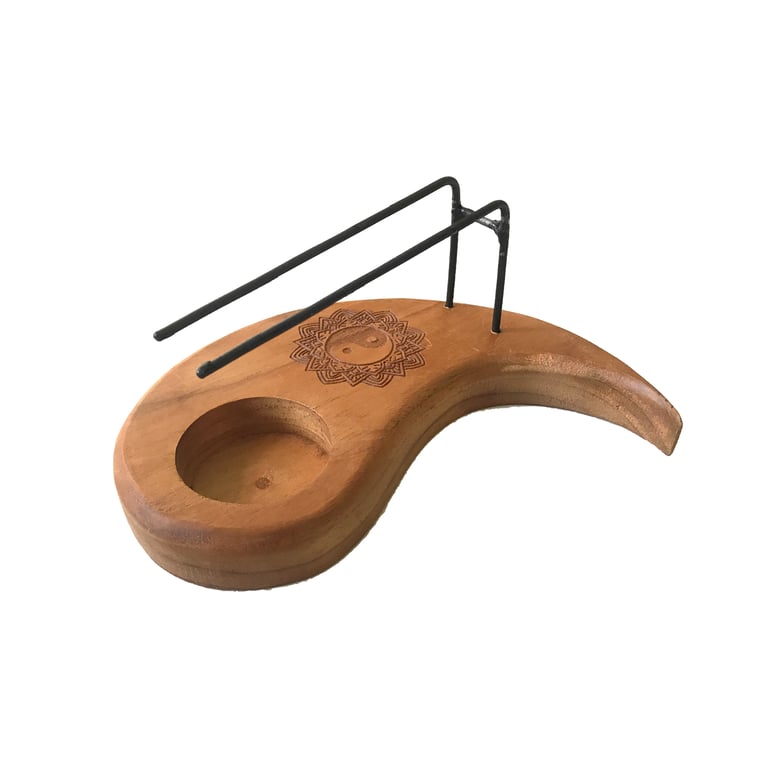 Teak Wood Teardrop Palo Santo Heater - Yin & Yang Design (Brand Name)