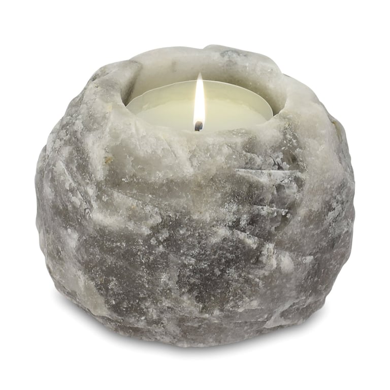 Grey Salt Candle Holder 600-800g - Elegant Home Decor with Reusable Salt Dish