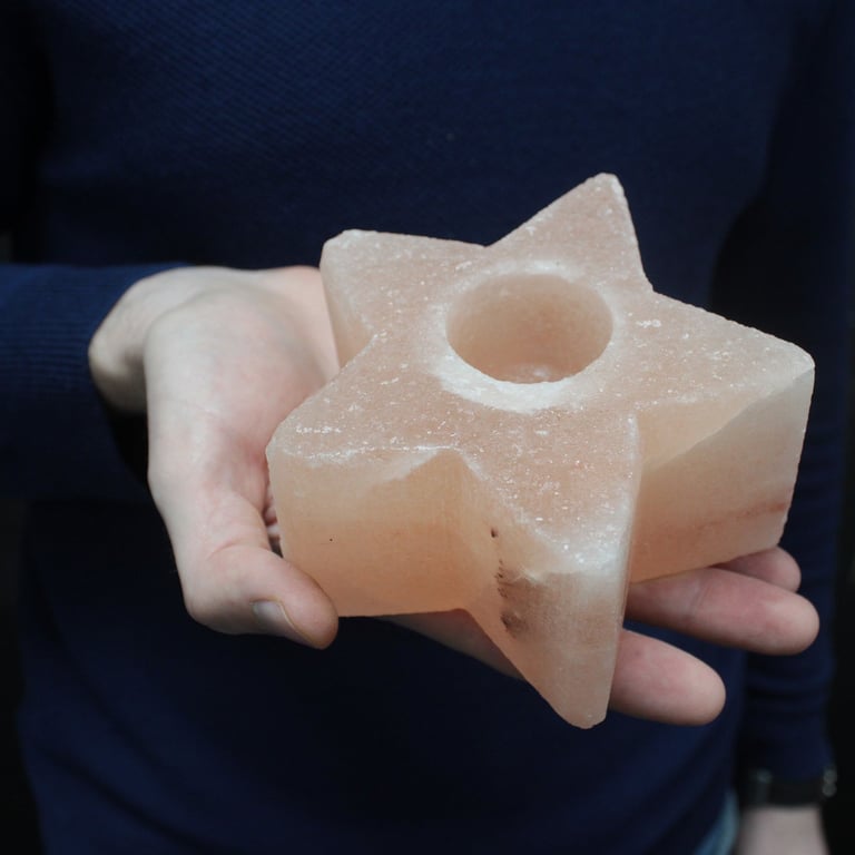 Star-Shaped Salt Candle Holder - Decorative & Functional