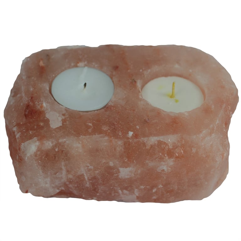 Natural Salt Candle Holder - 2 Holes - Elegant Home Decor