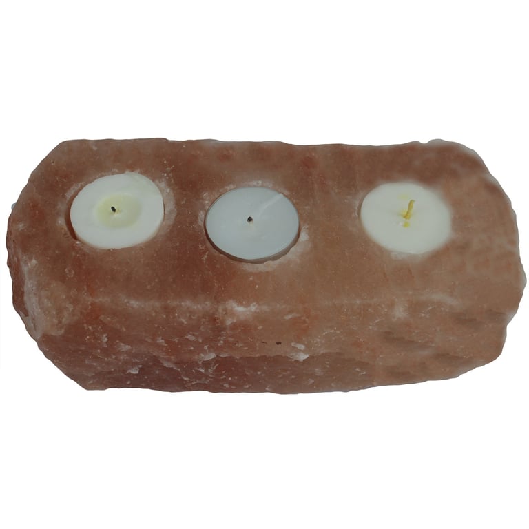 Natural Salt Candle Holder with 3 Holes - Multi-Hole Crystal Lamp Holder