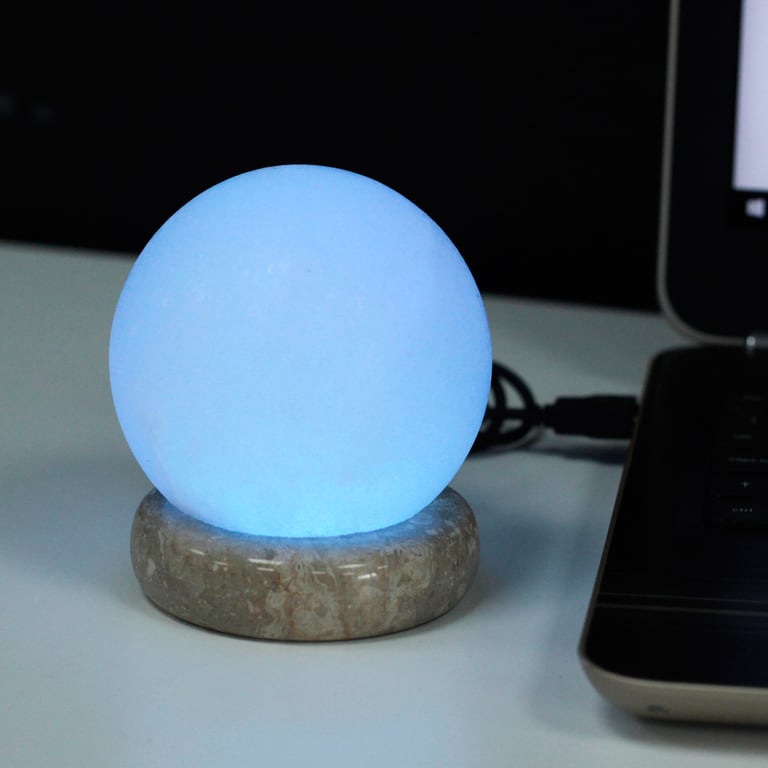 9cm White USB Salt Lamp (Quality Multi) - Energy Enhancing Ball by Unspecified Brand