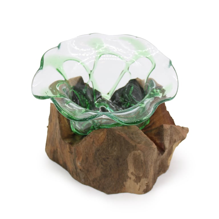 Recycled Glass Beer Bowl (Large) on Wood - Sustainable Dining Accessory