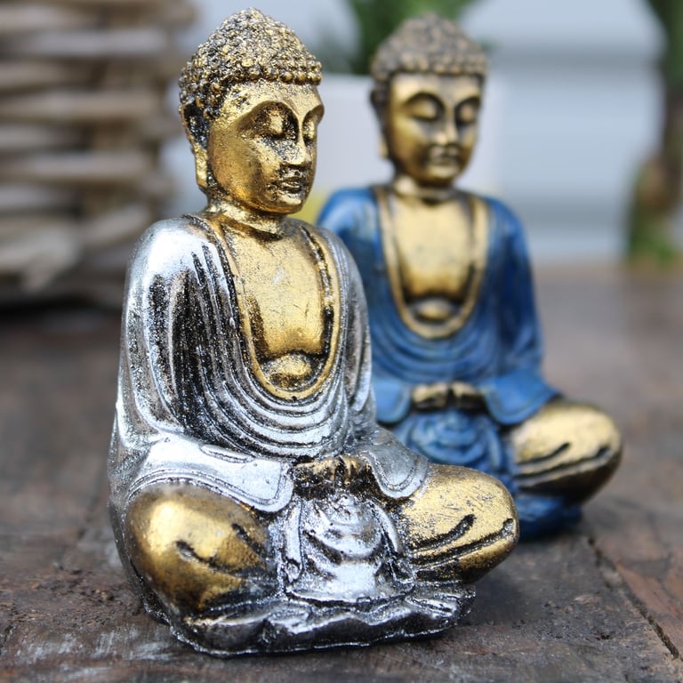 Mini Gold Buddha Statues (Assorted Colours) - Detailed Handcrafted Designs