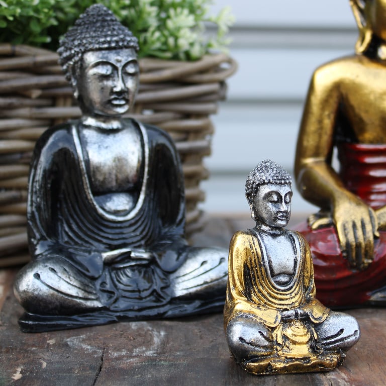 Mini Silver Buddha Figurines - Assorted Colors - Premium Quality
