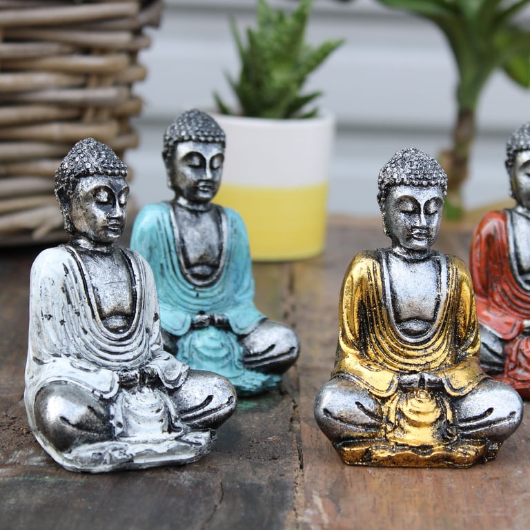 Mini Silver Buddha Figurines - Assorted Colors - Premium Quality