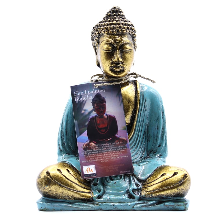Teal & Gold Buddha - Medium Spiritual Decor Statue