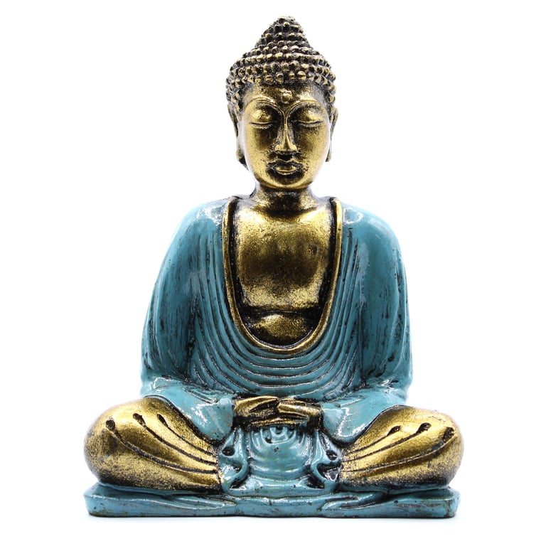 Teal & Gold Buddha - Medium Spiritual Decor Statue