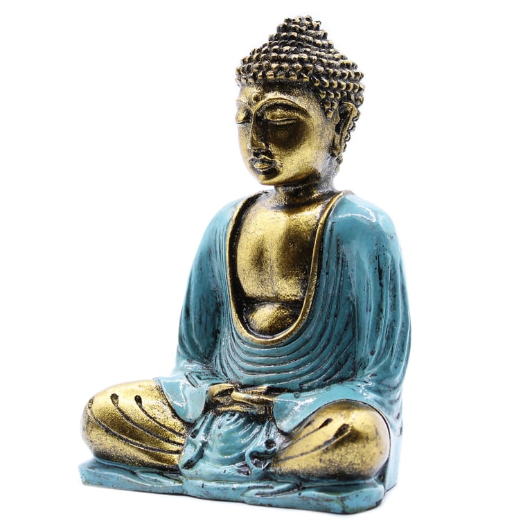 Teal & Gold Buddha - Medium Spiritual Decor Statue