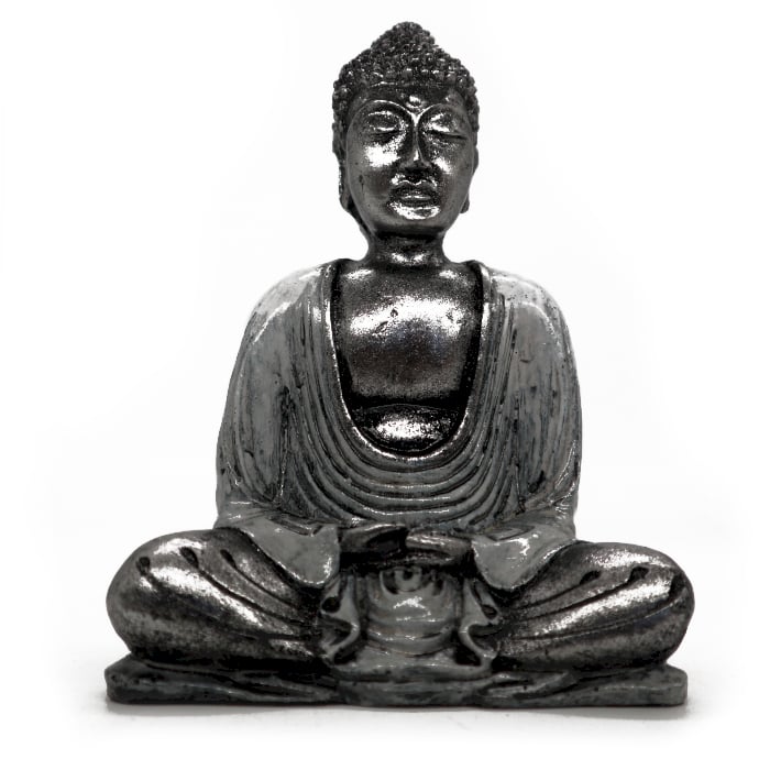 White Grey Buddha Statue - Medium Size Home Decor Meditation Spiritual Piece