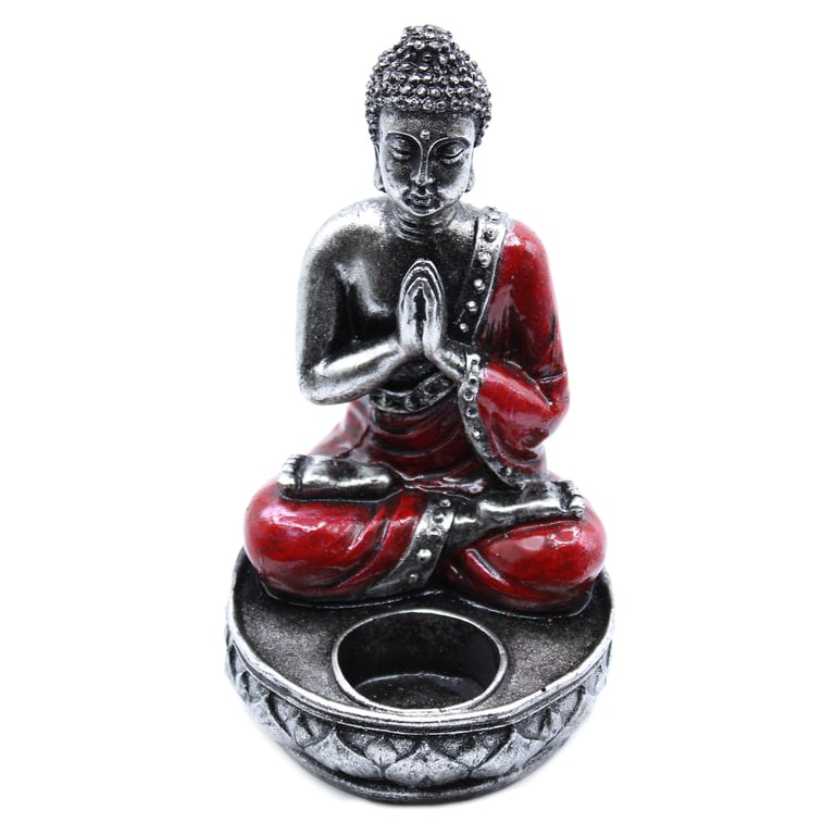 Buddha Red Medium Candle Holder - Classic Buddhist Home Decor