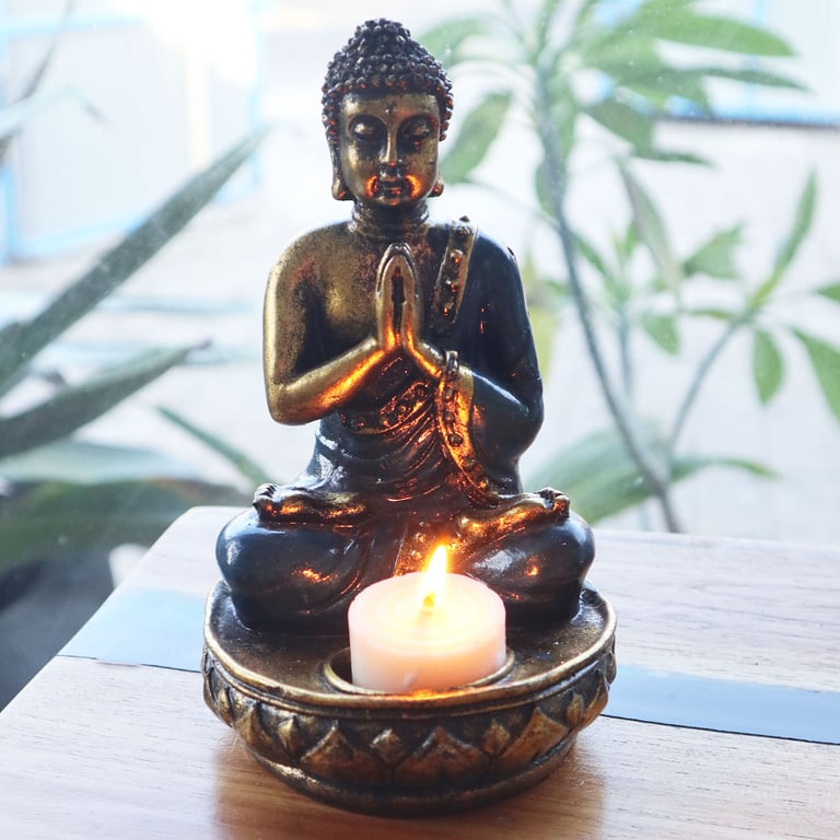 Buddha Red Medium Candle Holder - Classic Buddhist Home Decor
