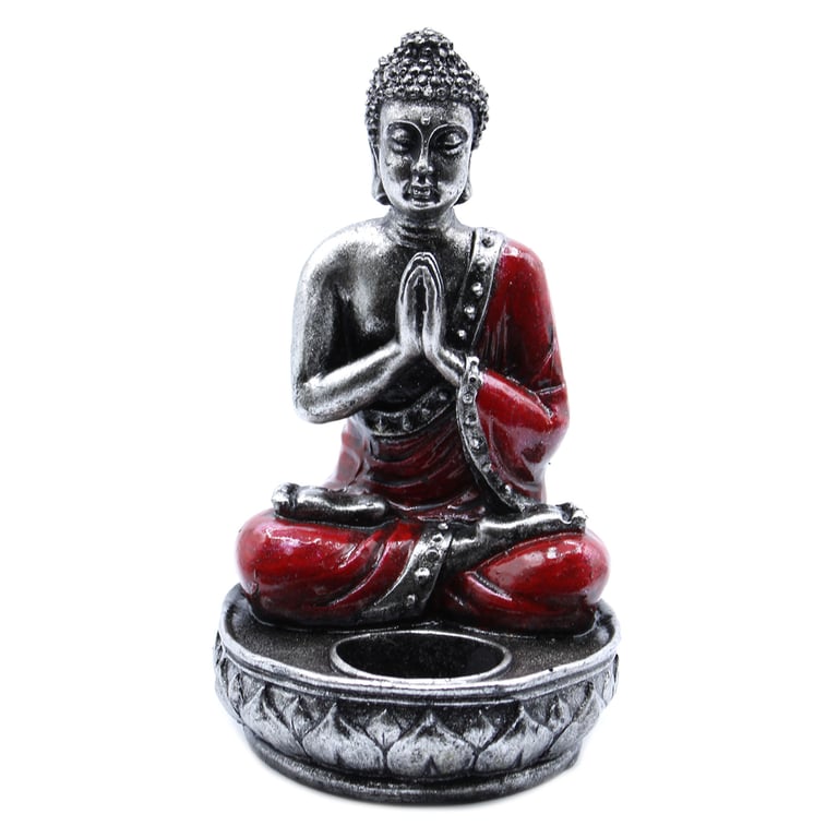 Buddha Red Medium Candle Holder - Classic Buddhist Home Decor