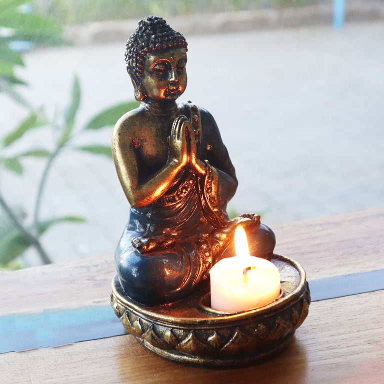 Buddha Red Medium Candle Holder - Classic Buddhist Home Decor