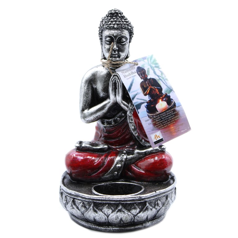 Buddha Red Medium Candle Holder - Classic Buddhist Home Decor