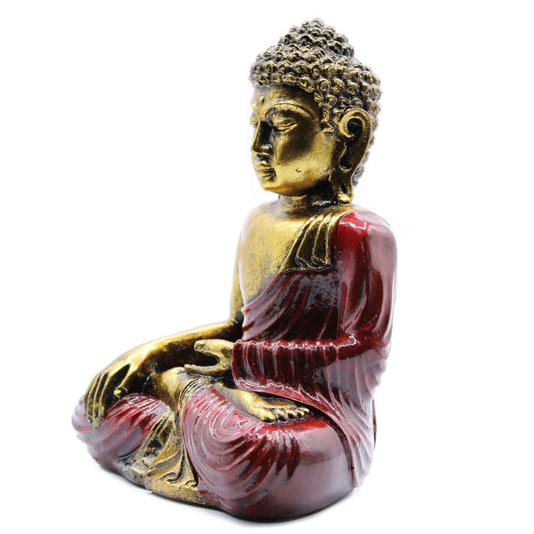 Large Gold & Red Buddha Statue - Elegant Decorative Artwork