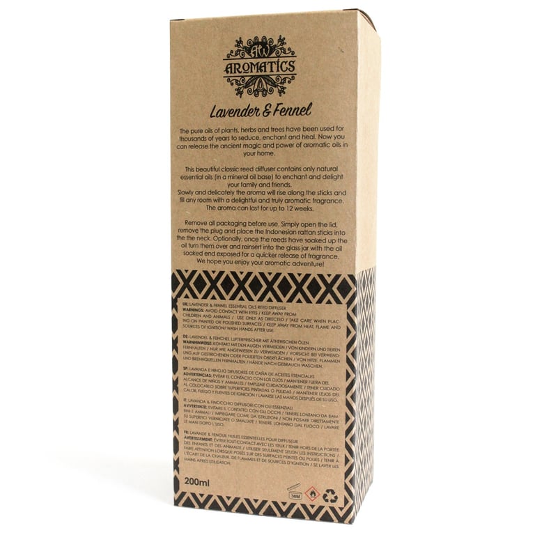 Reed Diffuser - 200ml Lavender & Fennel Essential Oil - Your Brand Name