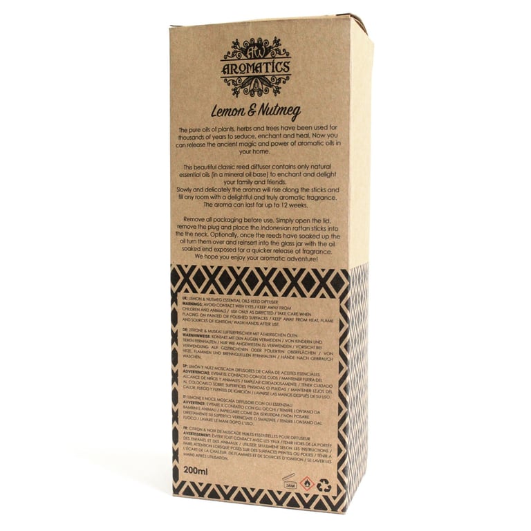 Reed Diffuser - Lemon & Nutmeg Essential Oil - 200ml (Brand Name)