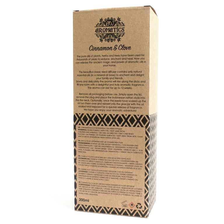 Reed Diffuser - Cinnamon & Clove Essential Oil (200ml)