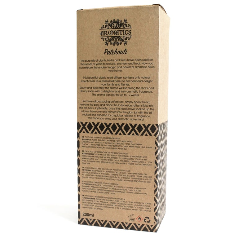 Reed Diffuser - 200ml Patchouli Essential Oil - Premium Quality