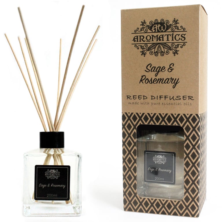 Reed Diffuser - Sage & Rosemary 200ml Essential Oil - Premium Aroma