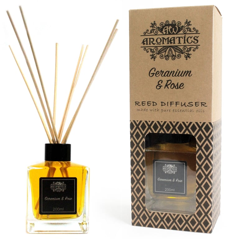 Reed Diffuser - Geranium & Rose Essential Oil (200ml)