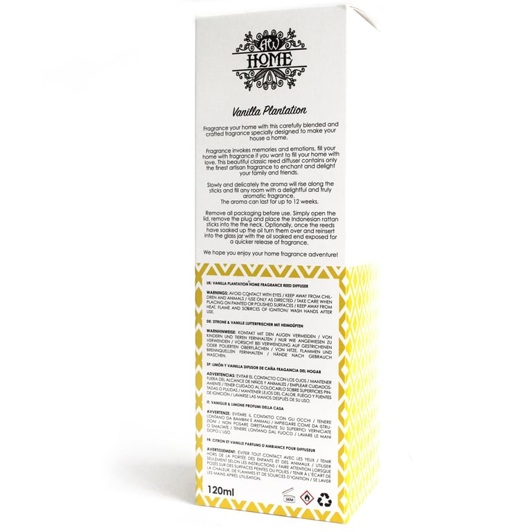 120ml Reed Diffuser (Vanilla) - Fragrant Home Aroma