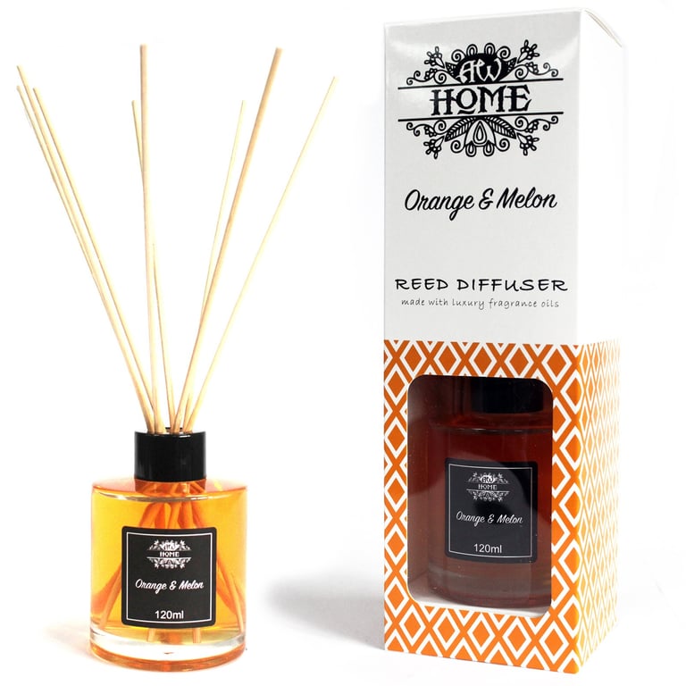 120ml Orange & Melon Reed Diffuser - Invigorating Scent, Long-Lasting Fragrance