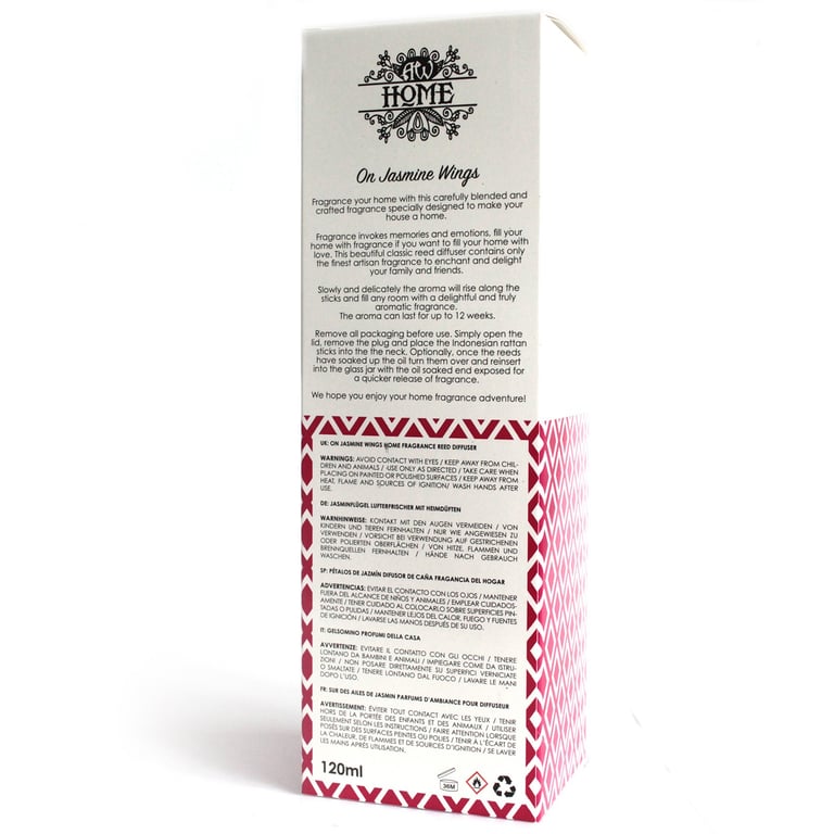 120ml Reed Diffuser - Aromatic Jasmine Scent - On Jasmine Wings