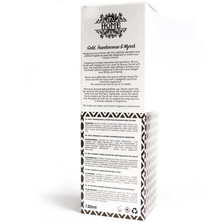 120ml Gold Reed Diffuser - Aromatic Frankincense & Myrrh