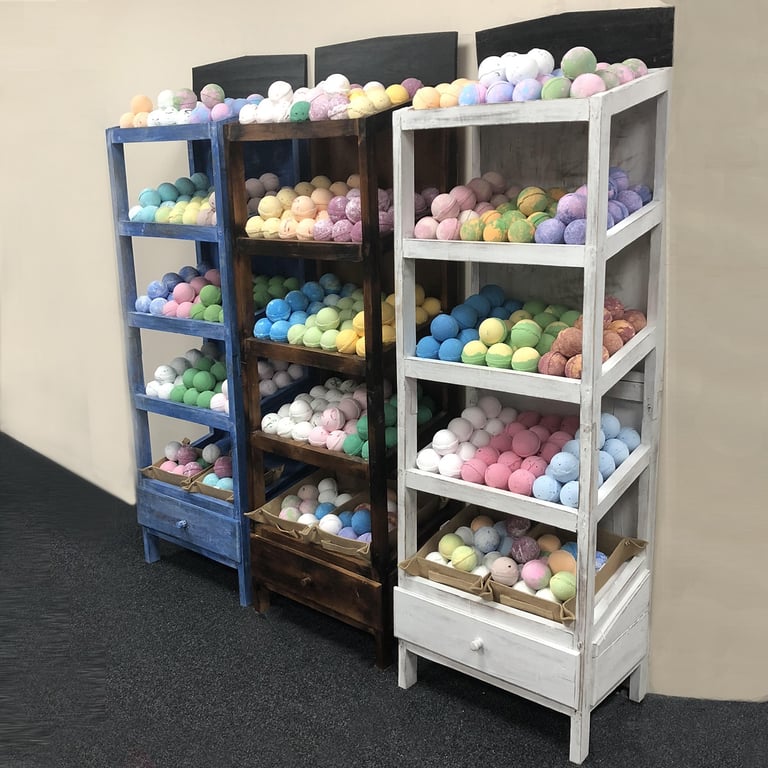5 Shelf Display Bath Bombs - Whitewash - Luxury Aromatherapy Set