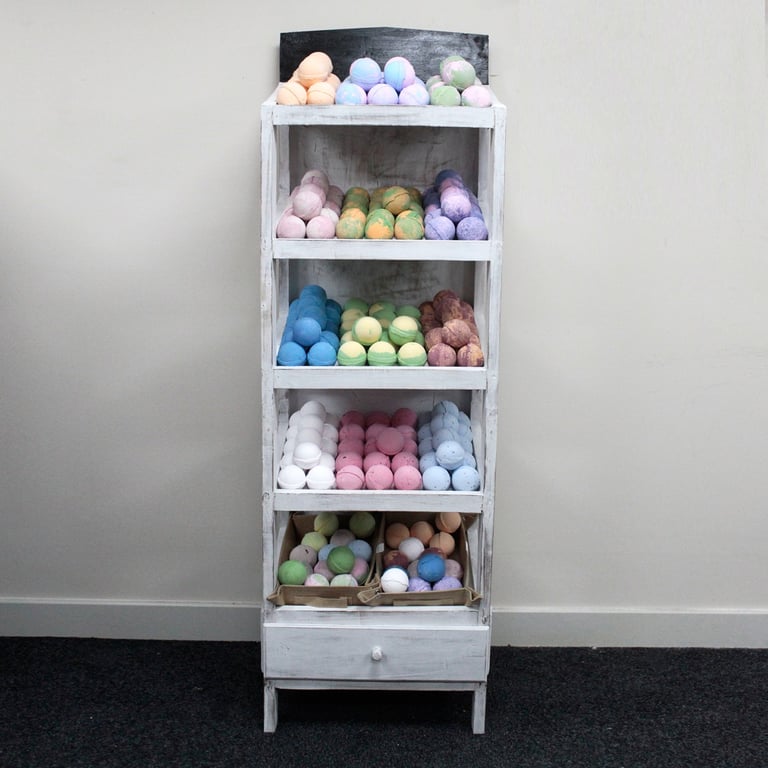 5 Shelf Display Bath Bombs - Whitewash - Luxury Aromatherapy Set