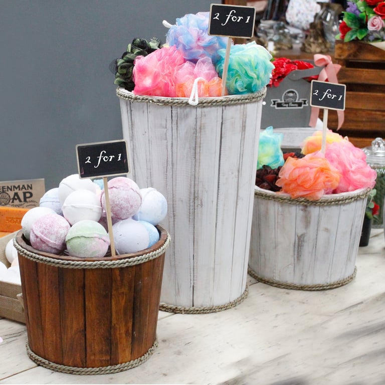 45x32cm Whitewash Nautical Display Tub - Large Size, Lrg Nautical Tub (Whitewash)