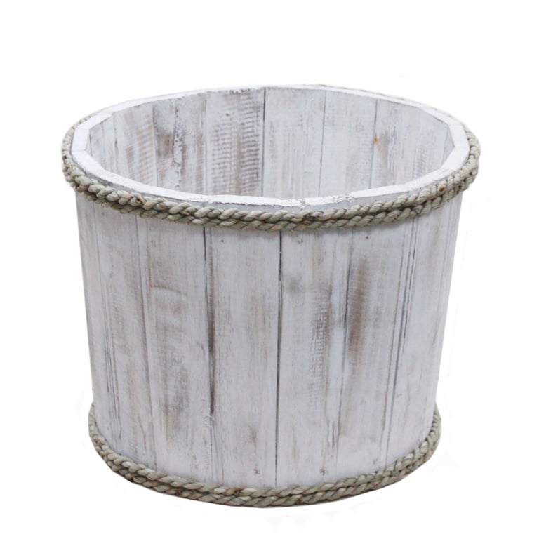 Small Whitewash Nautical Display Tub (21x29cm) - Durable & Aesthetic