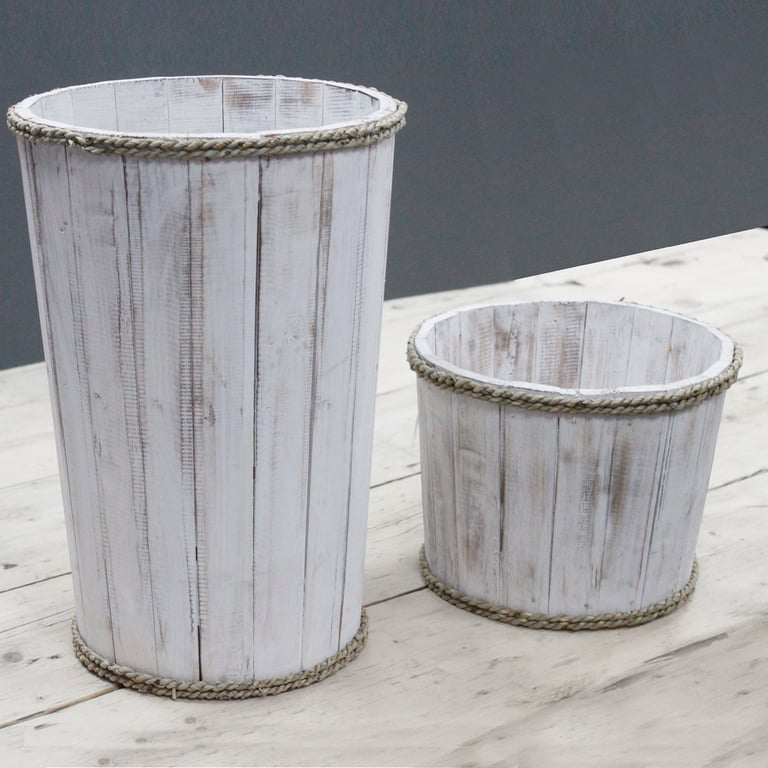 Small Whitewash Nautical Display Tub (21x29cm) - Durable & Aesthetic
