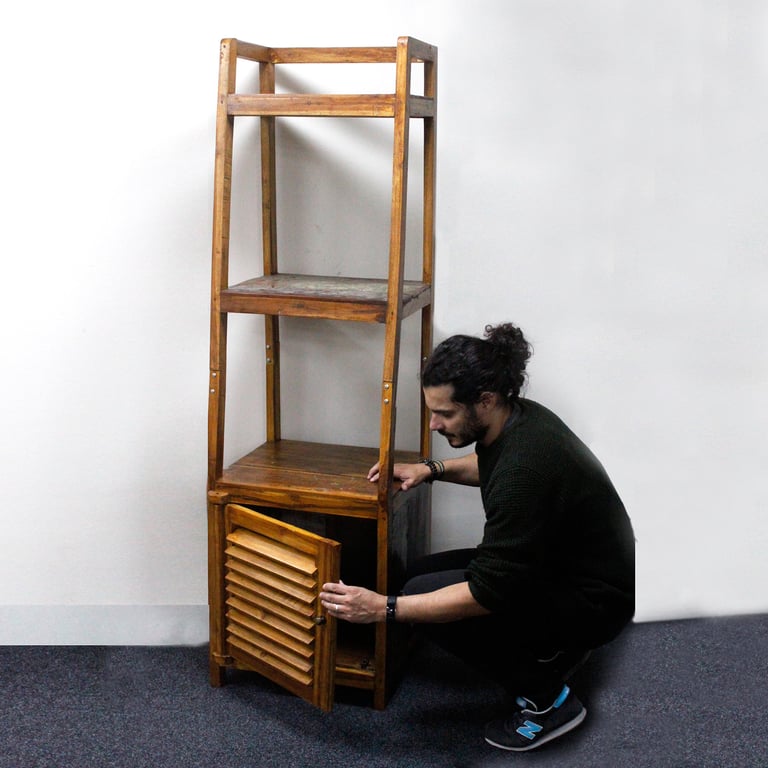 Teakwood Recycled Open Shelf Display - Eco-Friendly Storage Solution