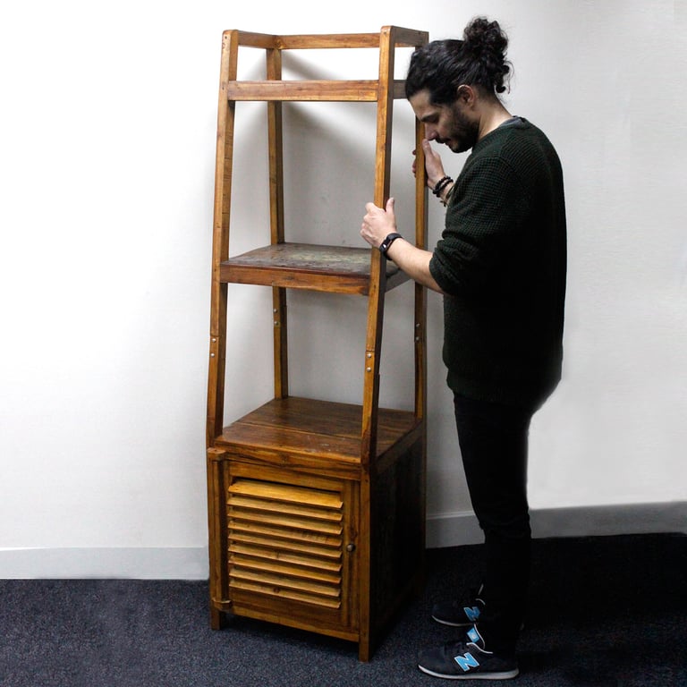 Teakwood Recycled Open Shelf Display - Eco-Friendly Storage Solution