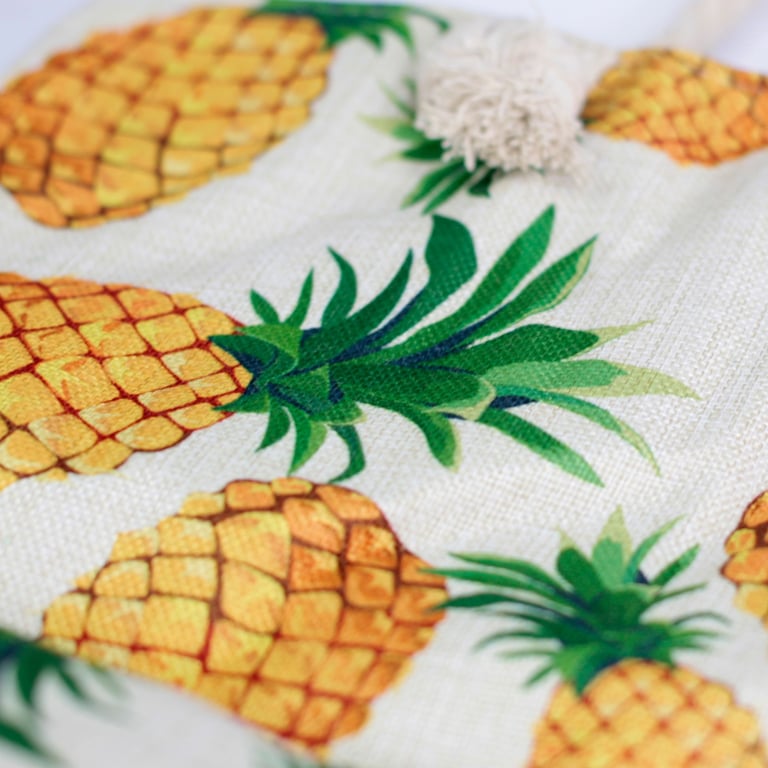 Rope Handle Pineapple Tote Bag - Summer Beach Handbag with Adjustable Rope Handles