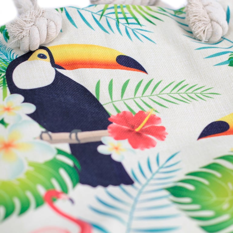 Eco-Friendly Rope Handle Tropical Toucan Beach Tote Bag