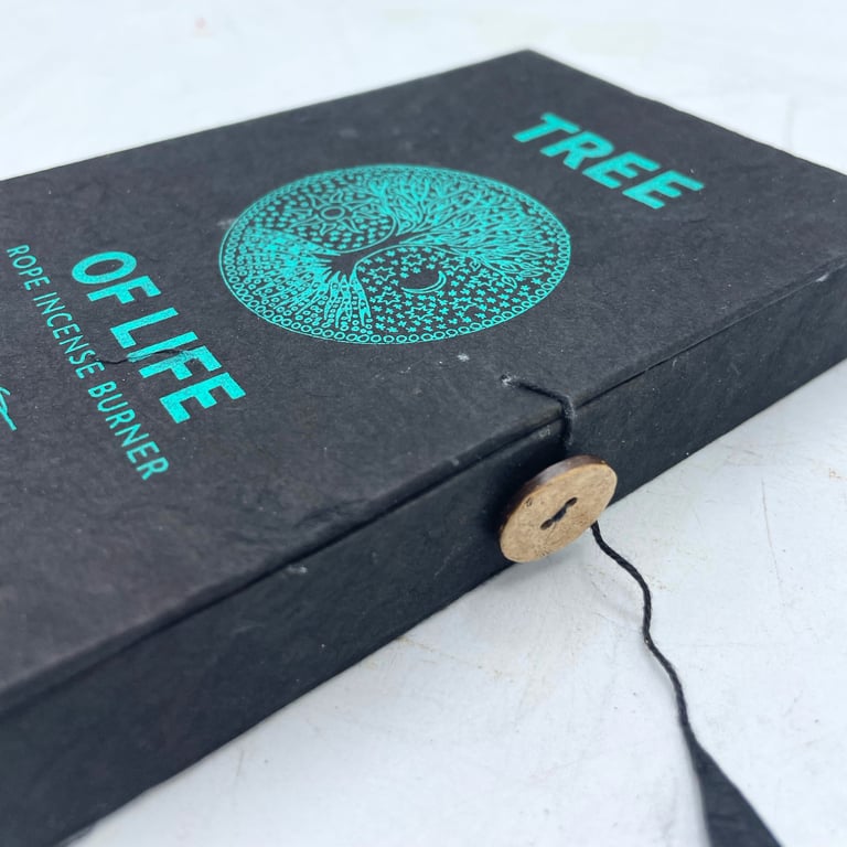 Incense Rope & Silver Holder Set - Tree of Life Design