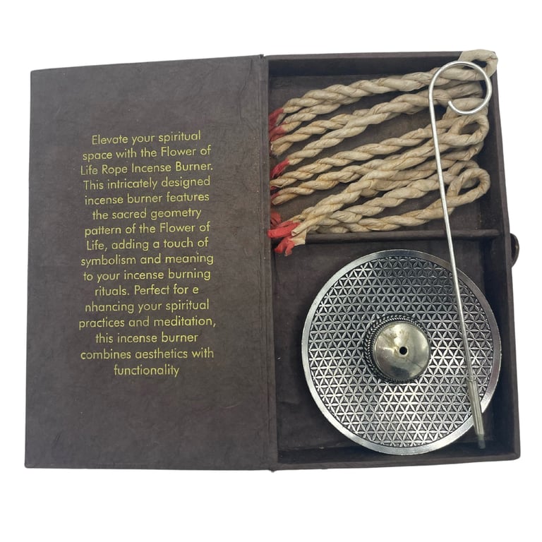 Incense & Holder Set - Silver Plated Flower of Life Design
