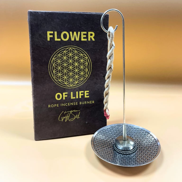 Incense & Holder Set - Silver Plated Flower of Life Design